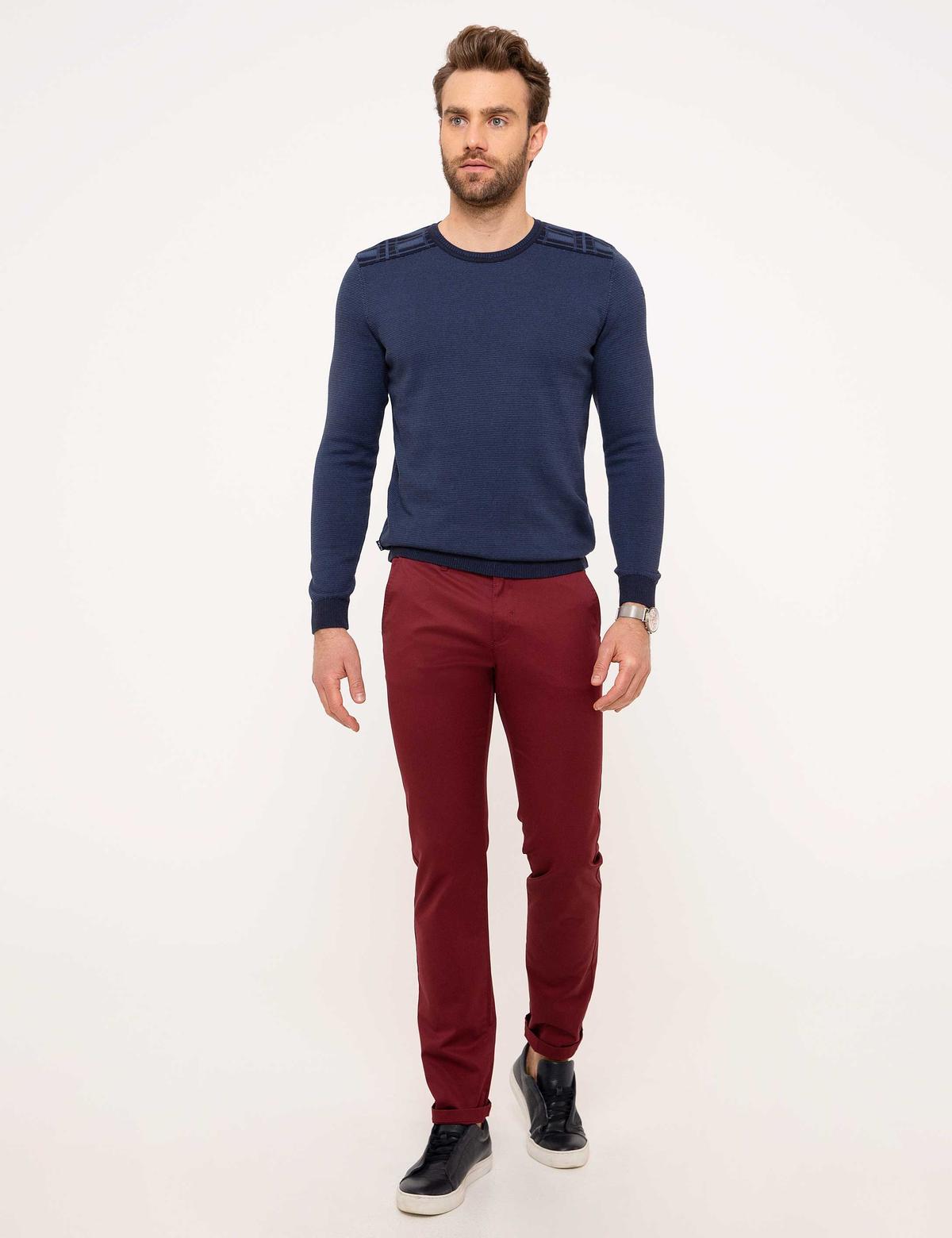 Bordo Slim Fit Kanvas Pantolon