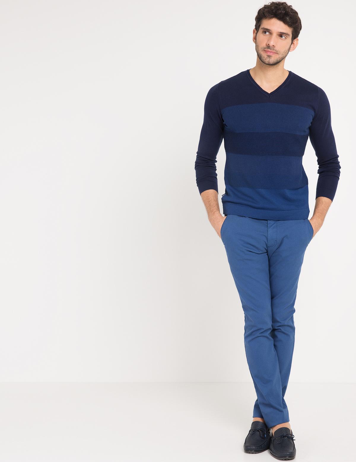 Lacivert Slim Fit Triko Kazak