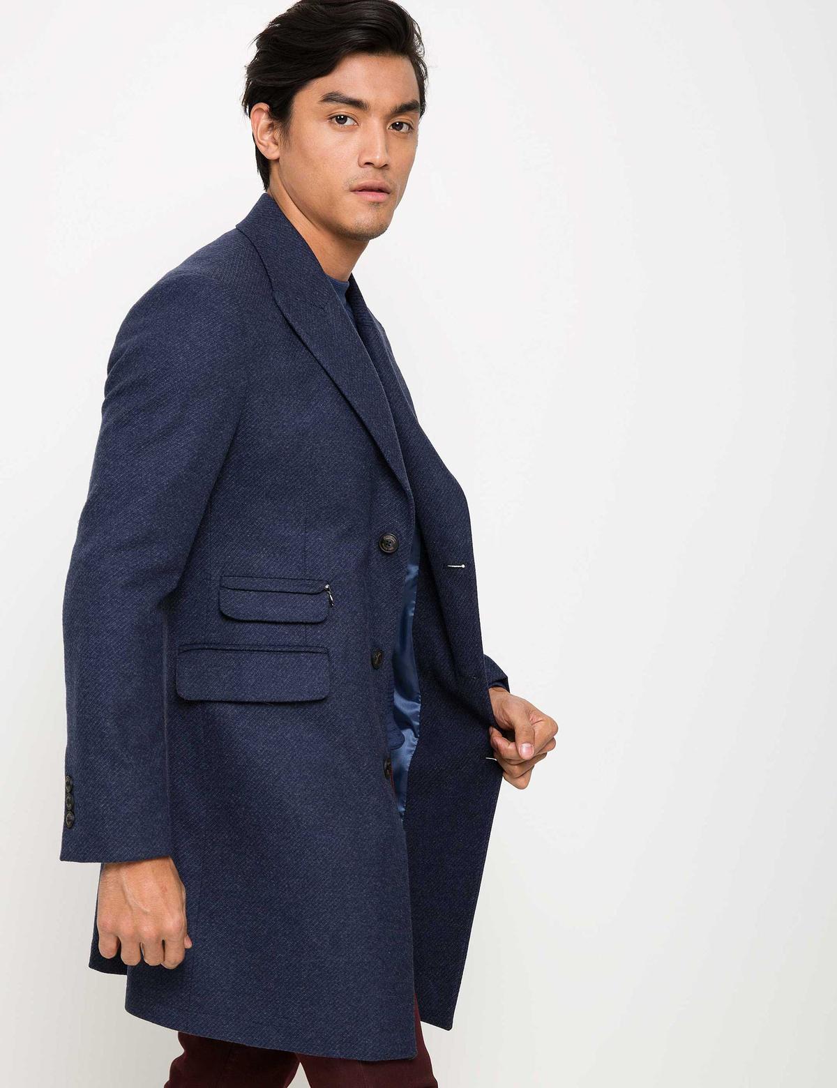 İndigo Slim Fit Palto
