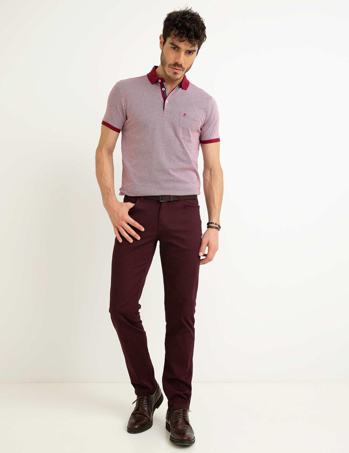 Bordo Regular Fit Polo Yaka Tişört