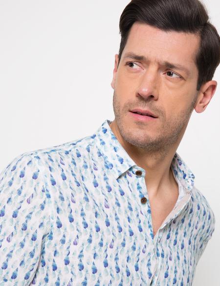 Mavi Slim Fit Kısa Kollu Gömlek