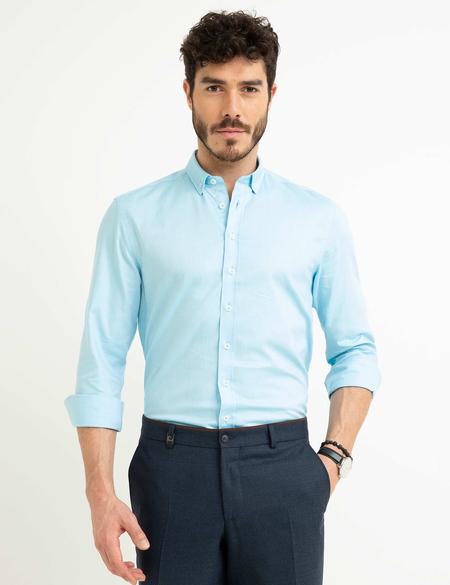 Açık Mavi Slim Fit Uzun Kollu Gömlek