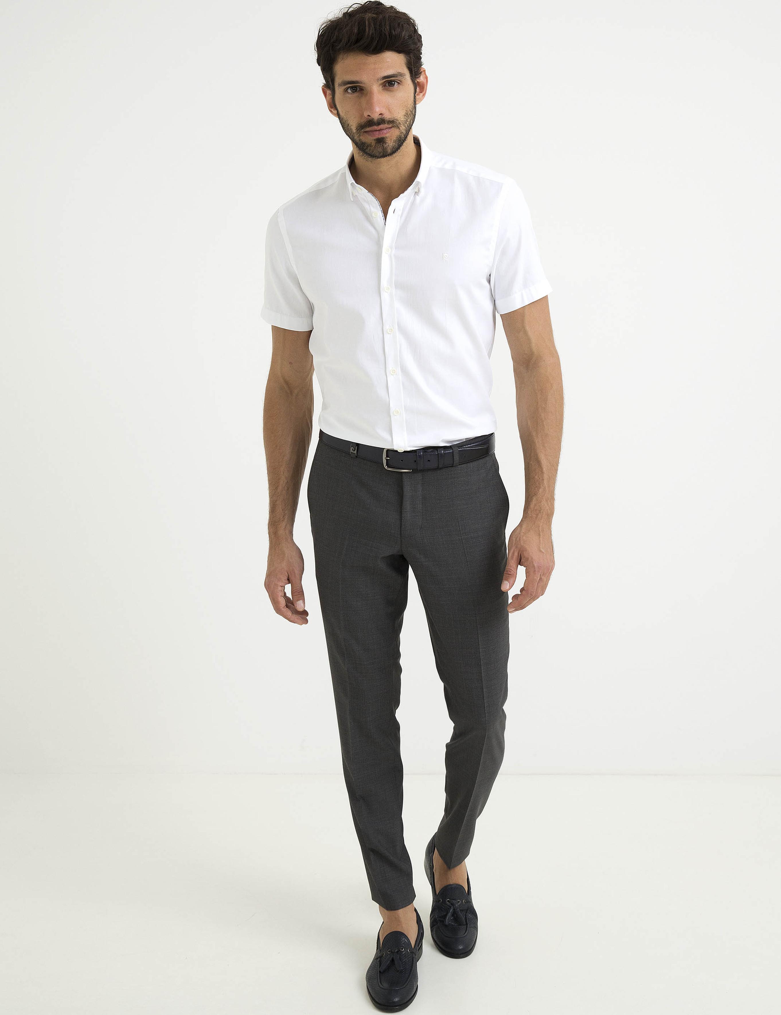 Beyaz Slim Fit Kısa Kol Gömlek