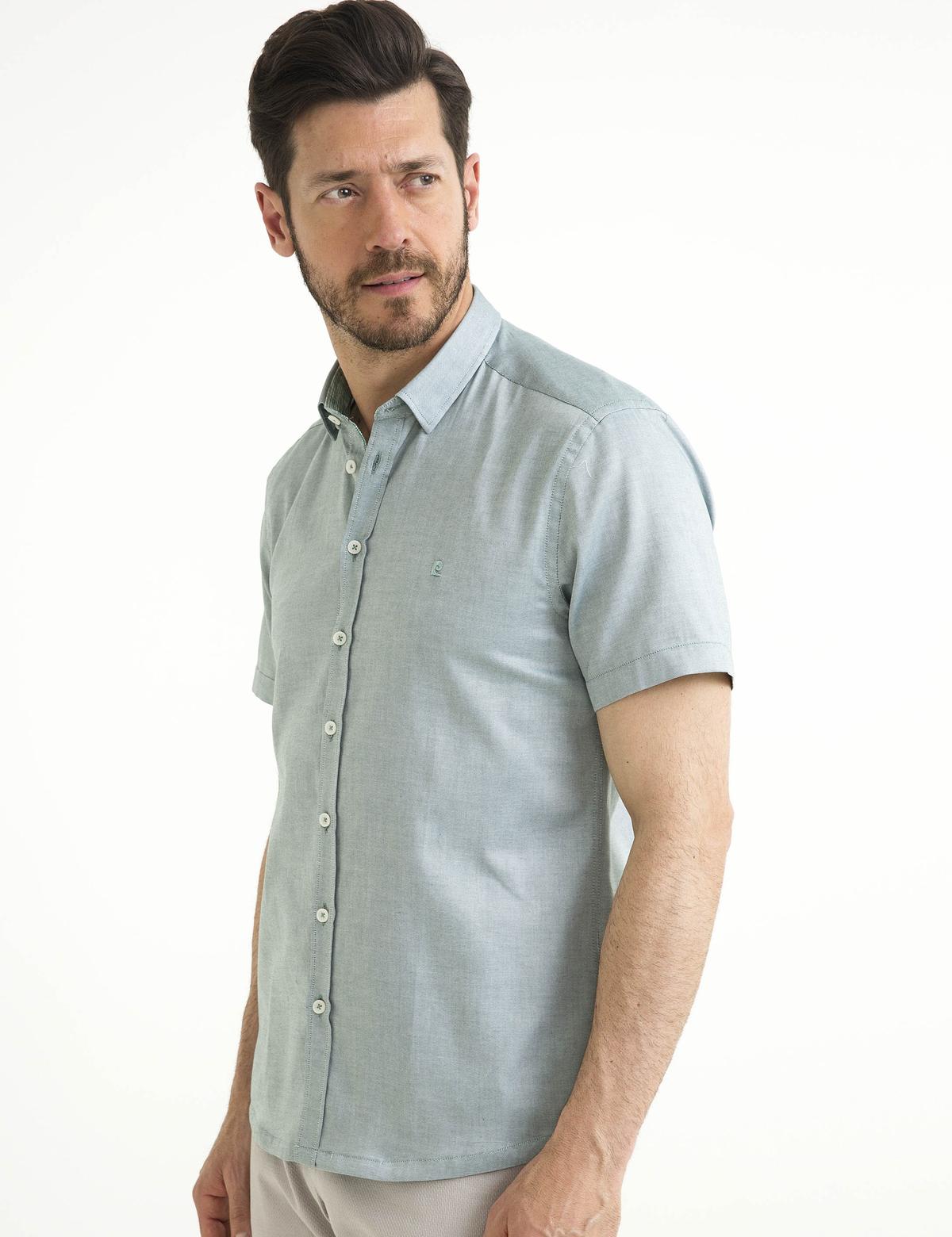 Yeşil Slim Fit Kısa Kollu Gömlek