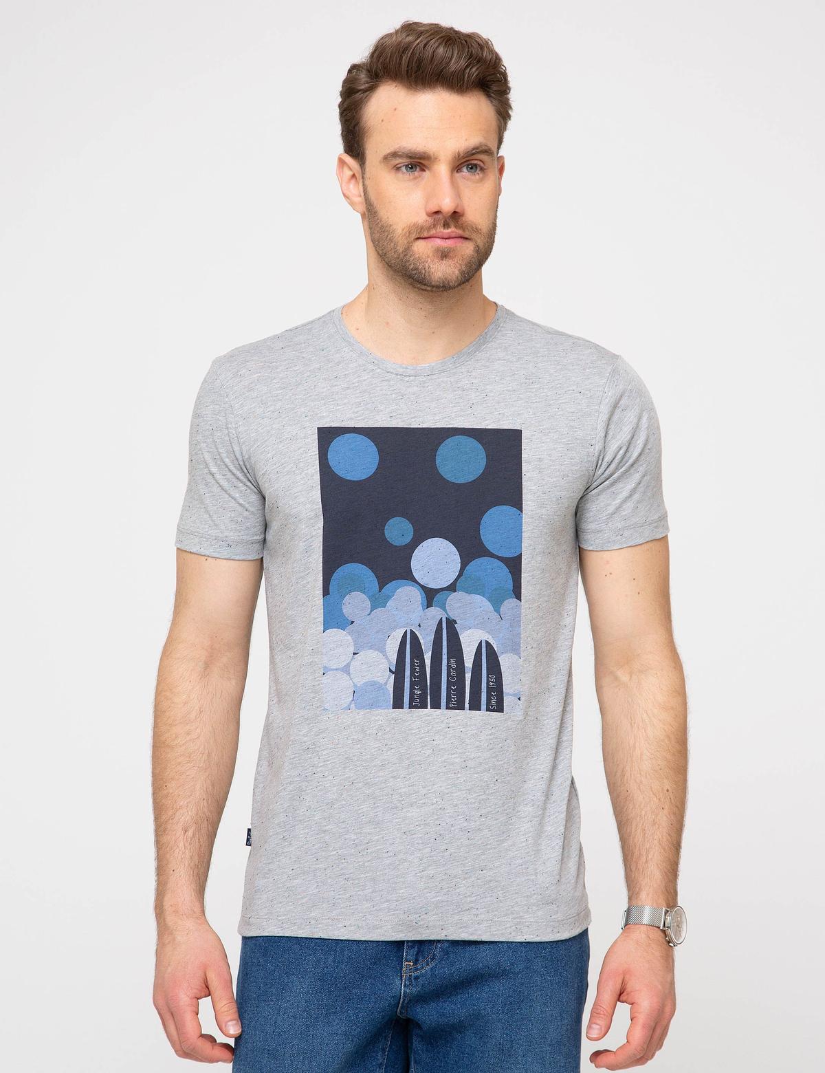 Gri Melanj Slim Fit Tişört