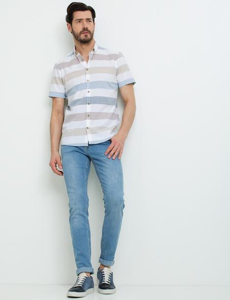 Sarı Slim Fit Kısa Kollu Gömlek