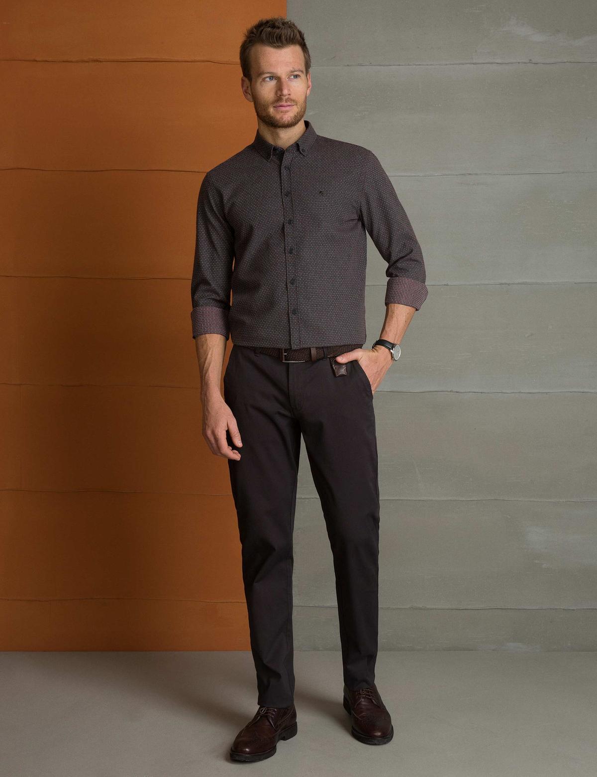 Kahverengi Slim Fit Kanvas Pantolon