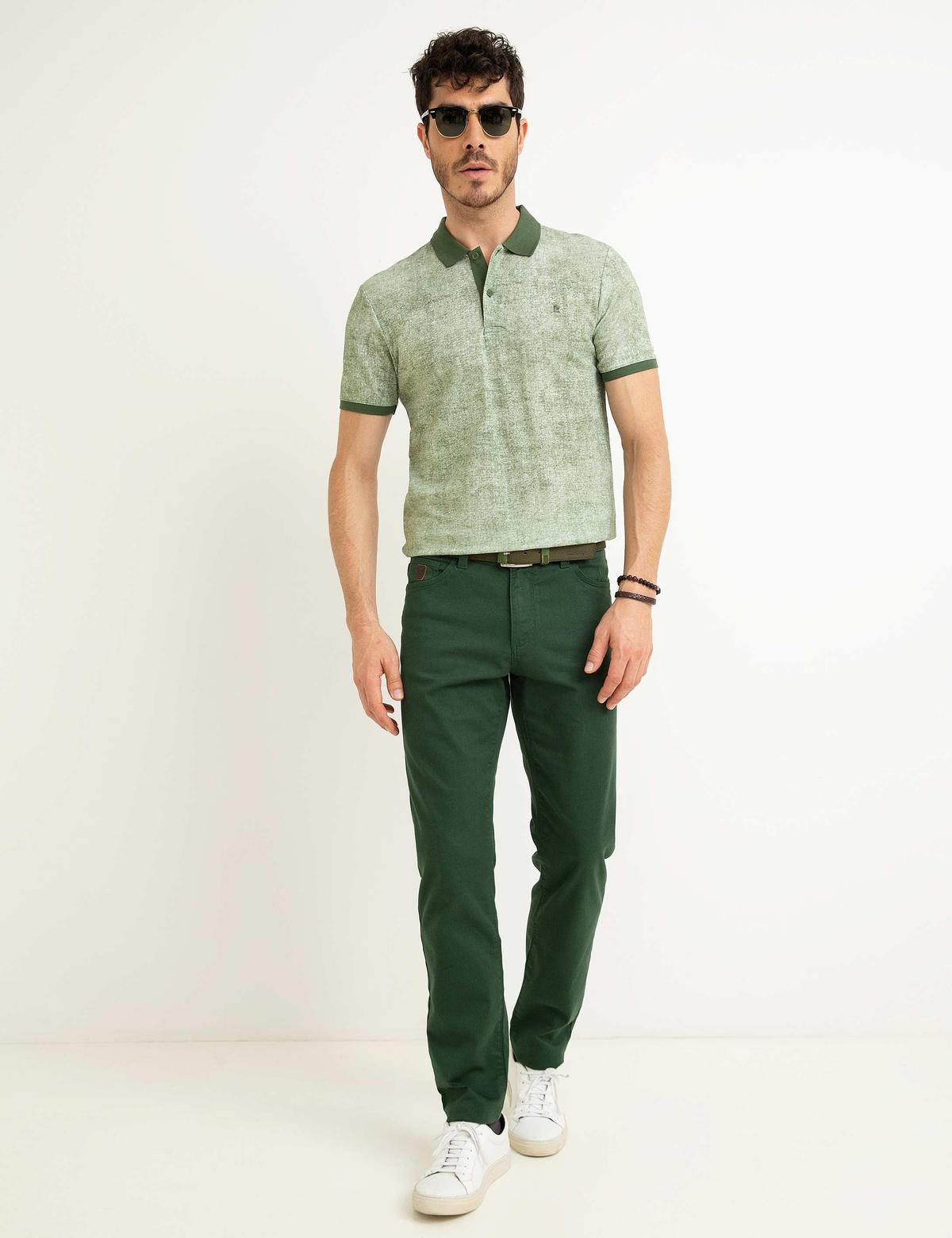 Yeşil Slim Fit Polo Yaka T-Shirt