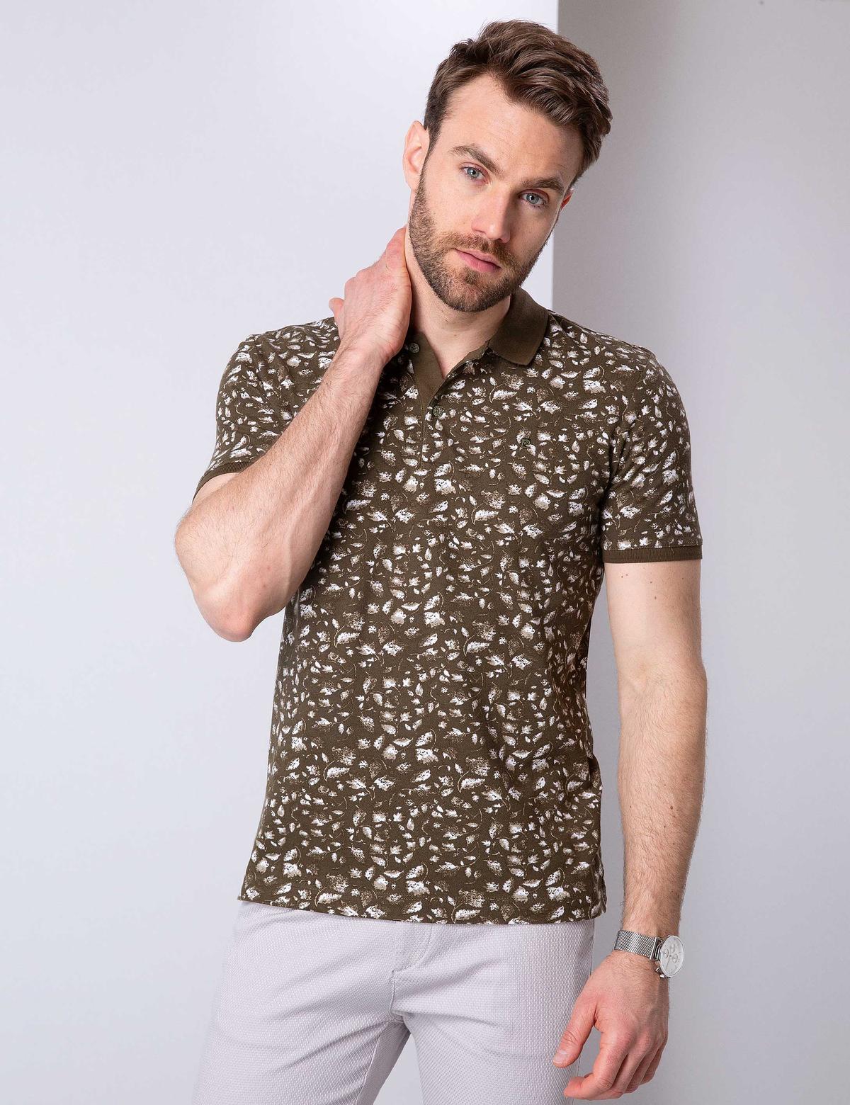 Haki Slim Fit Polo Yaka Tişört