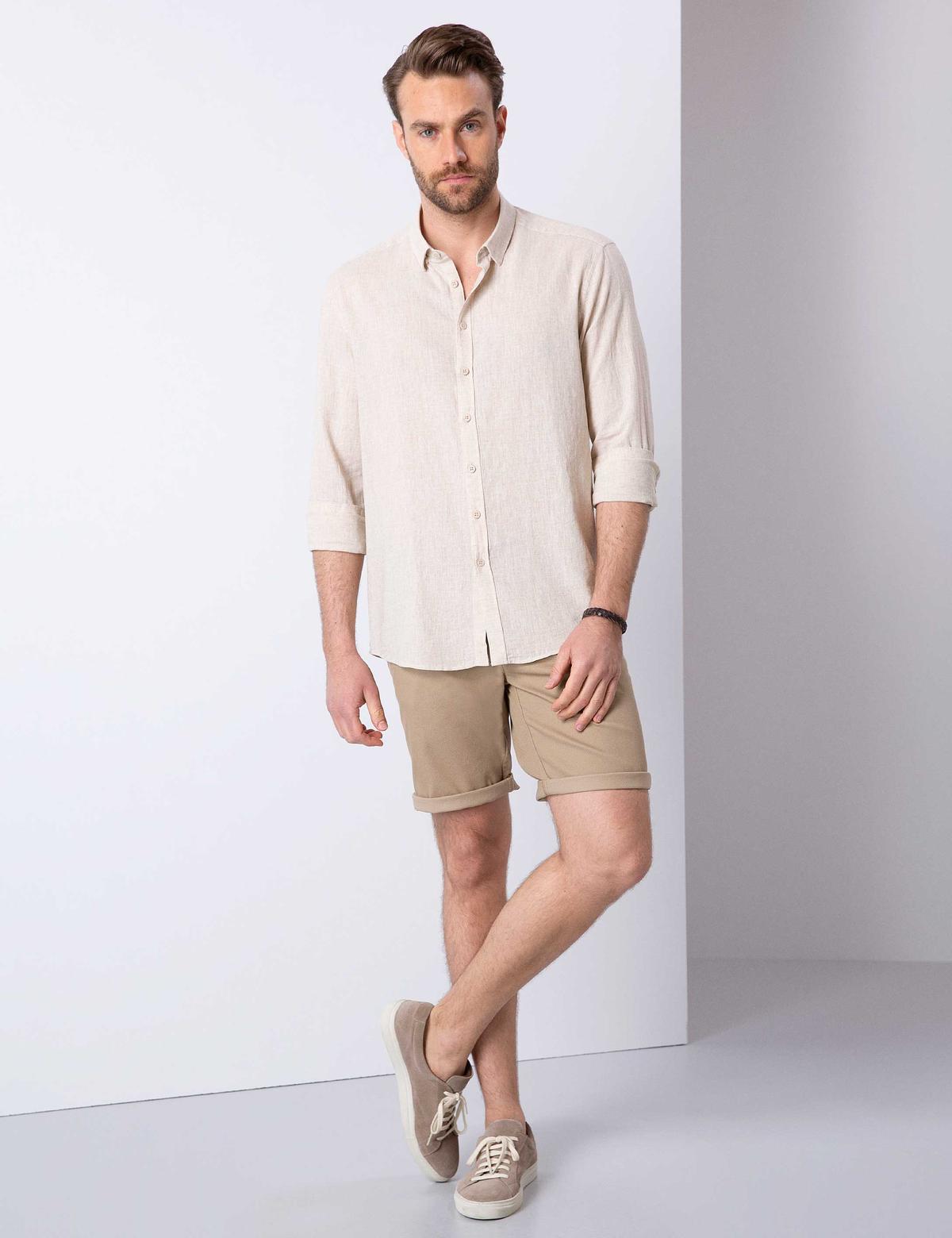 Camel Slim Fit Bermuda Şort