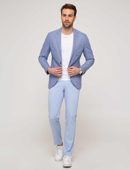 Açık Mavi Slim Fit Kanvas Pantolon