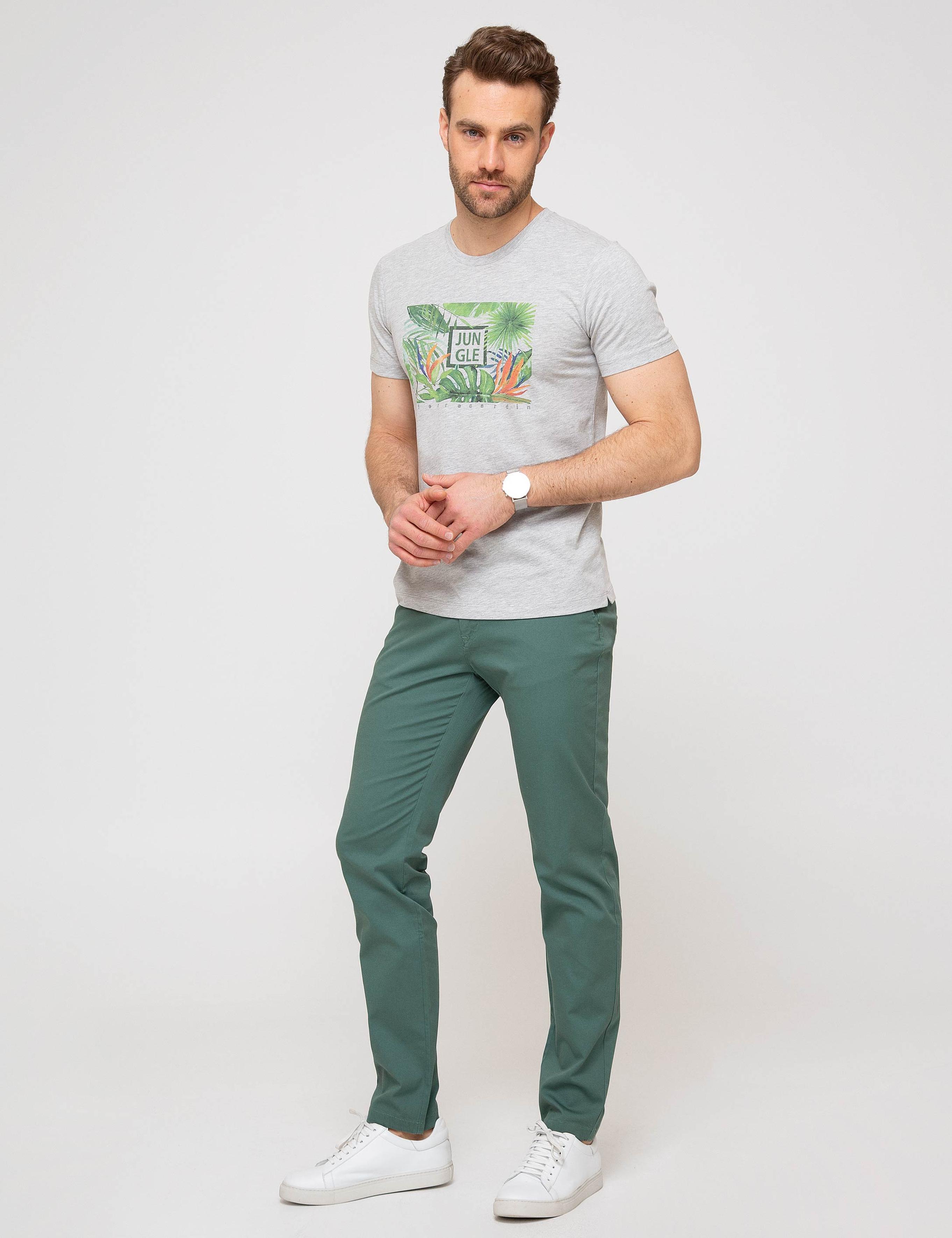 Yeşil Slim Fit Kanvas Pantolon