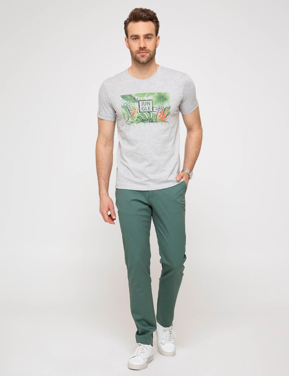 Yeşil Slim Fit Kanvas Pantolon