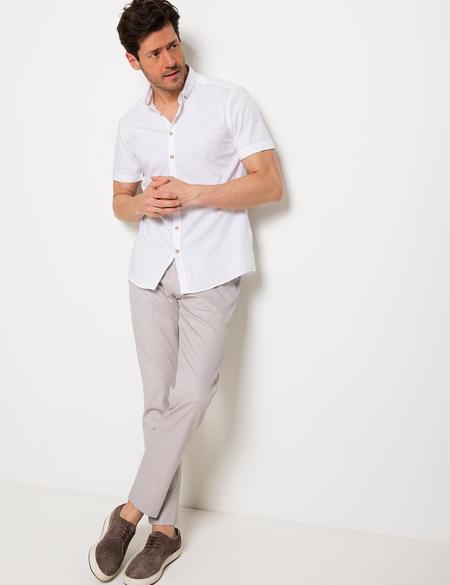 Beyaz Slim Fit Kısa Kollu Gömlek
