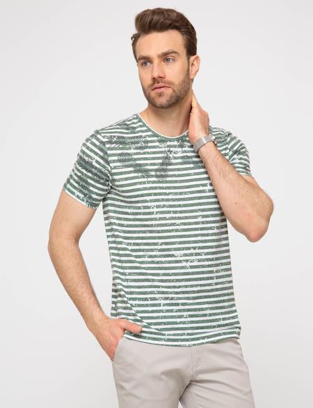 Yeşil Slim Fit Bisiklet Yaka T-Shirt