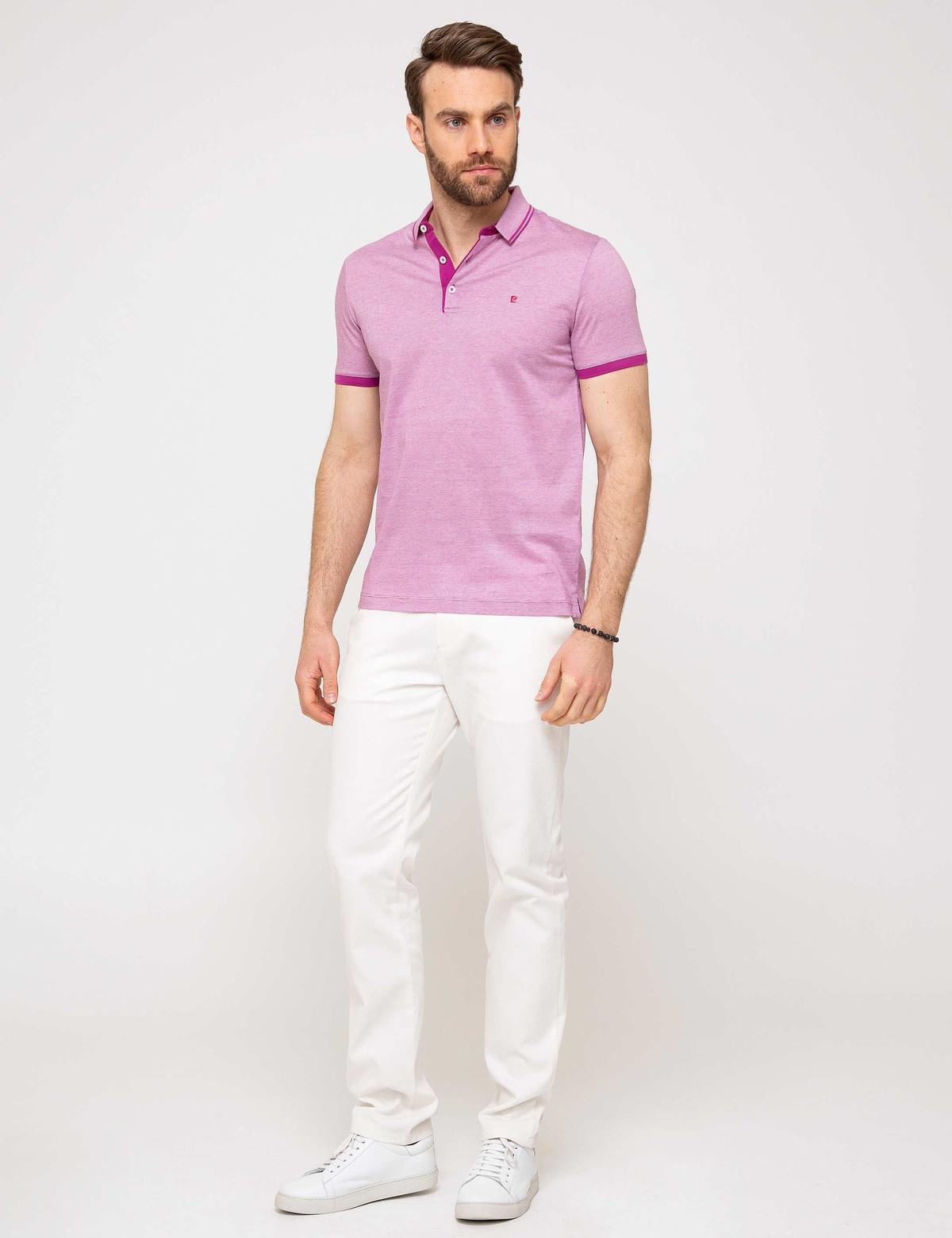 Fuşya Slim Fit Polo Yaka T-Shirt