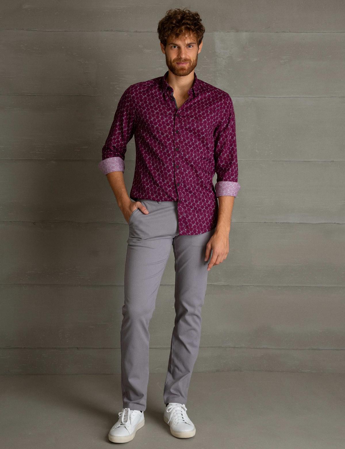 Bordo Slim Fit Gömlek