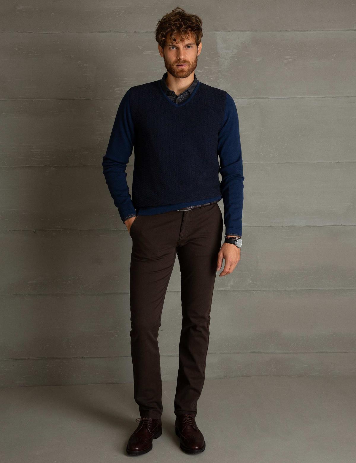 Lacivert Slim Fit Kazak