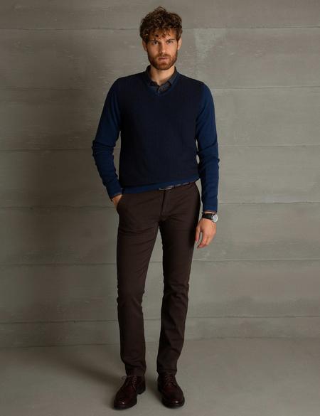 Lacivert Slim Fit Triko Kazak