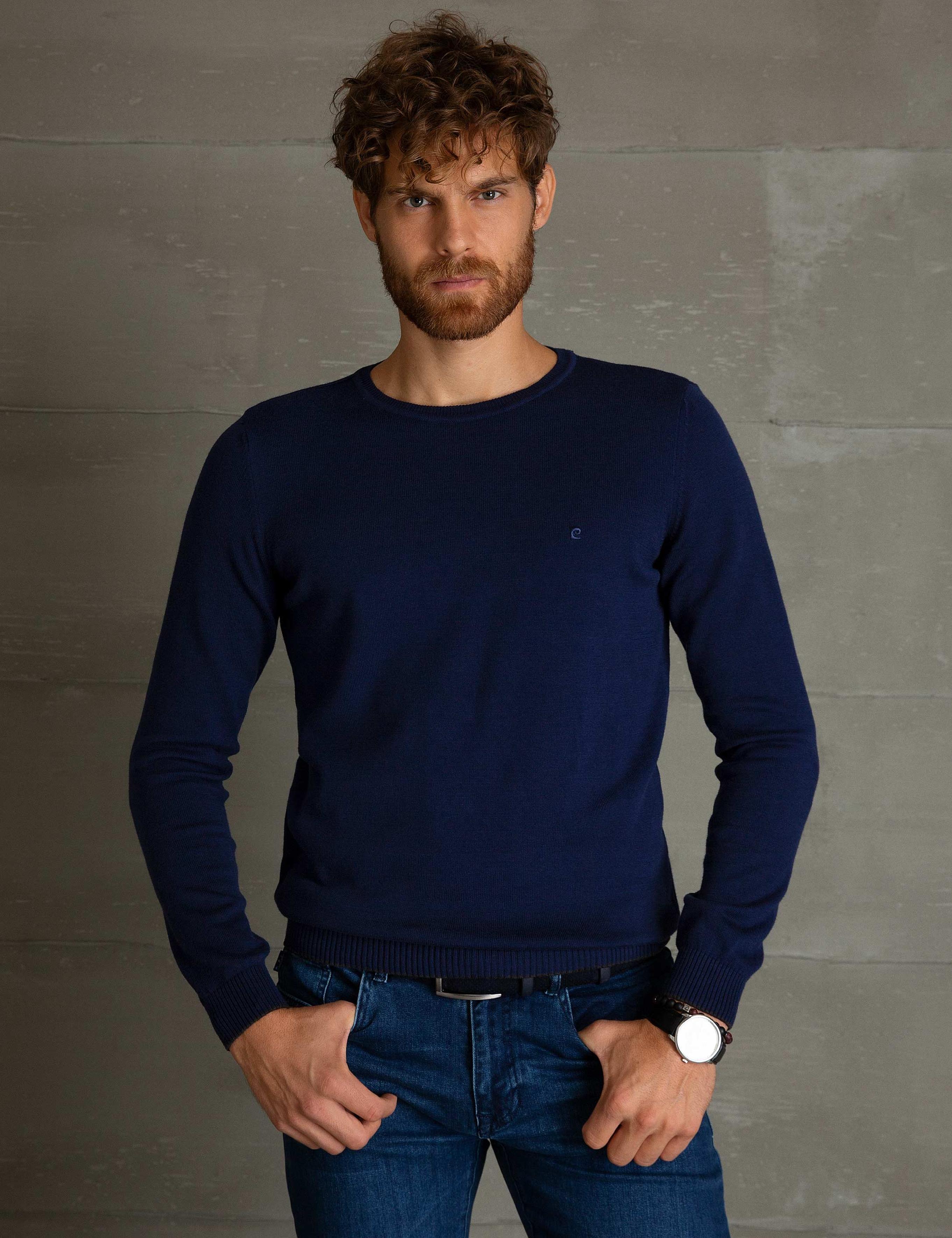 Lacivert Slim Fit Basic Kazak