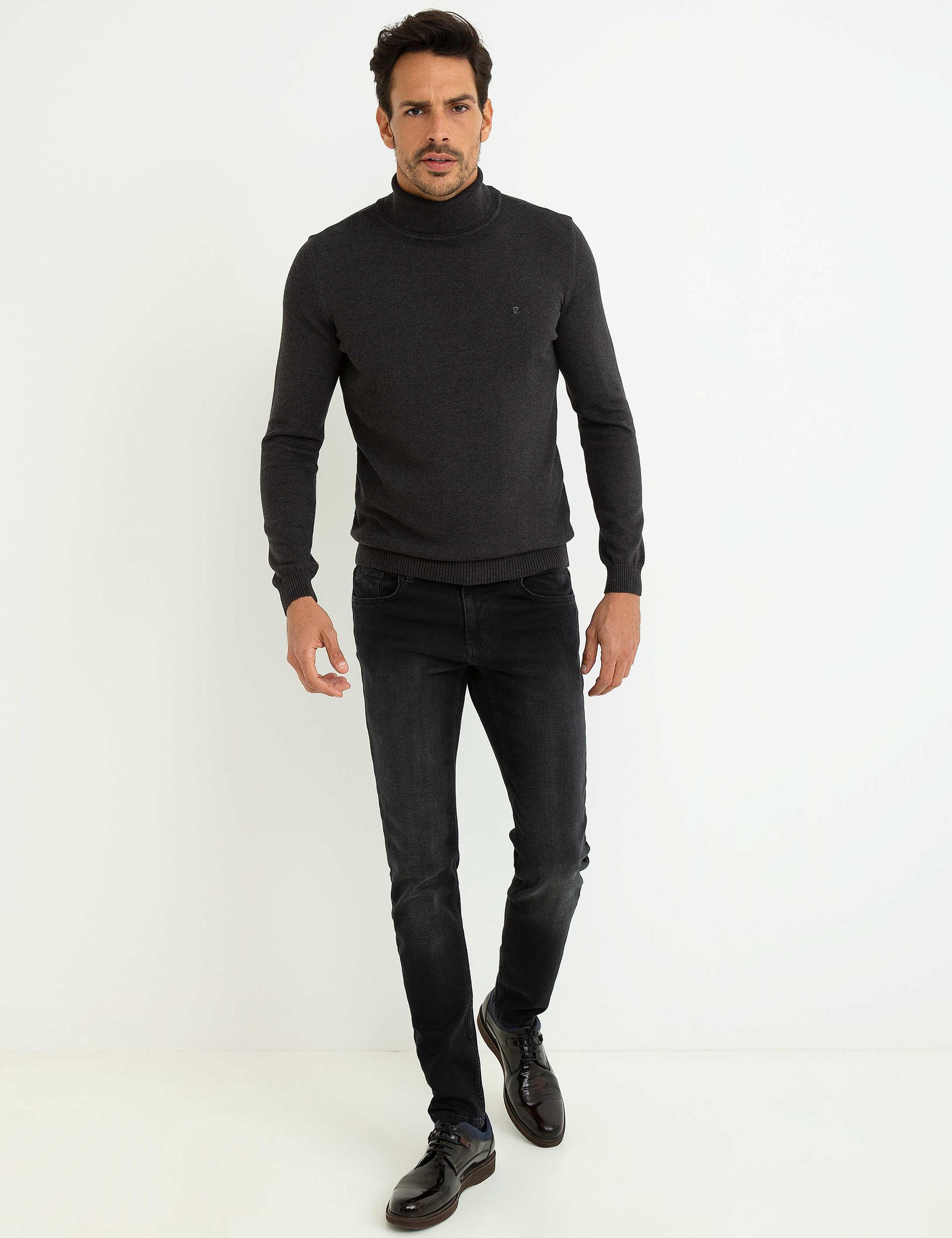 Antrasit Melanj Slim Fit Basic Kazak