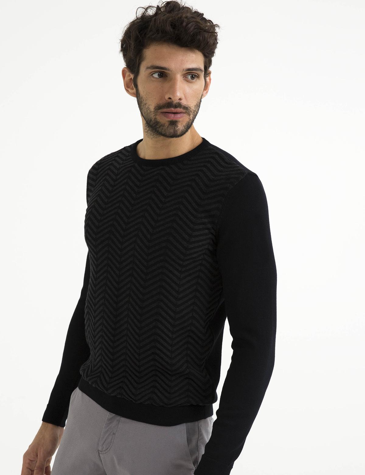 Siyah Slim Fit Kazak