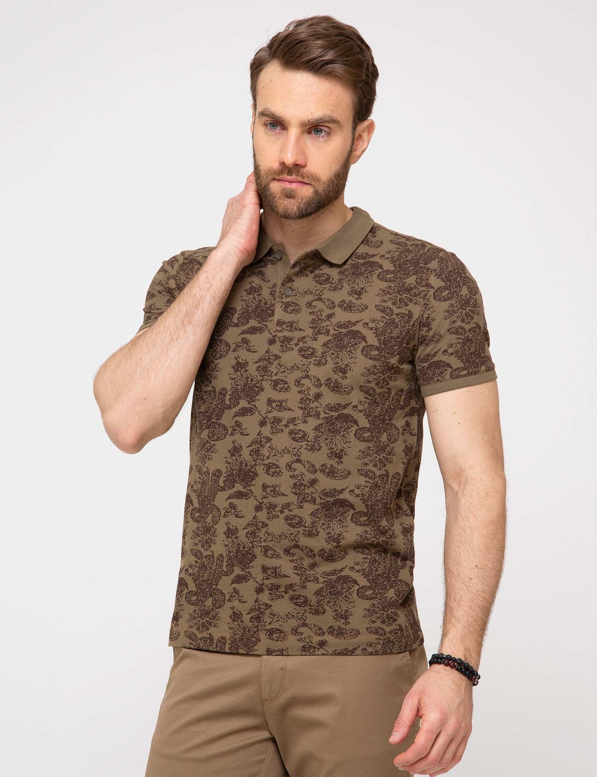 Haki Slim Fit Polo Yaka T-Shirt