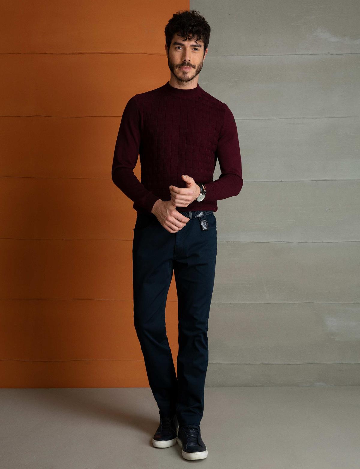 Lacivert Slim Fit Chino Pantolon