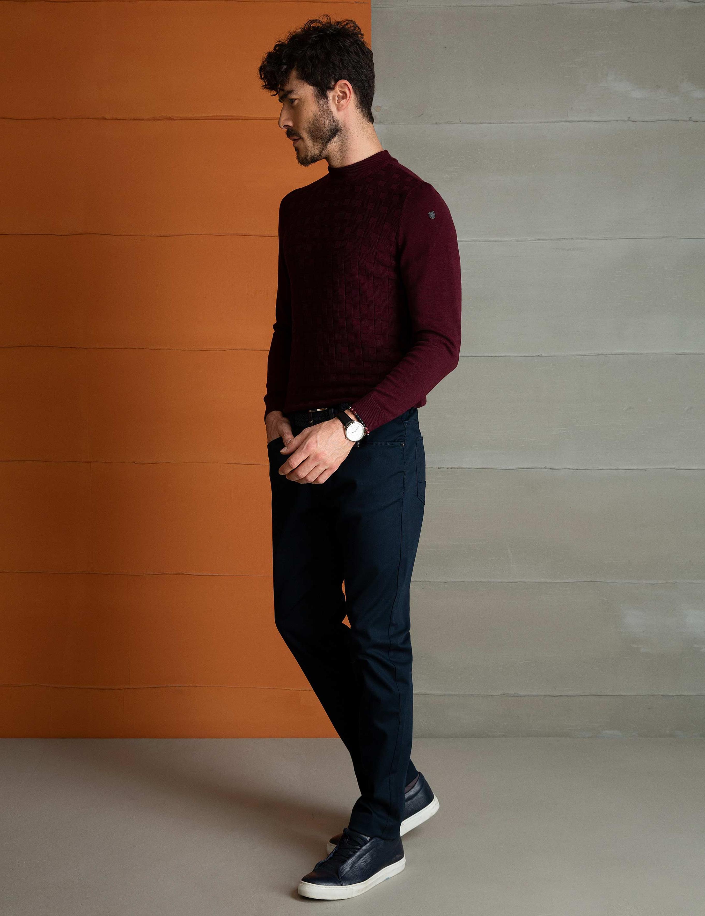 Lacivert Slim Fit Chino Pantolon