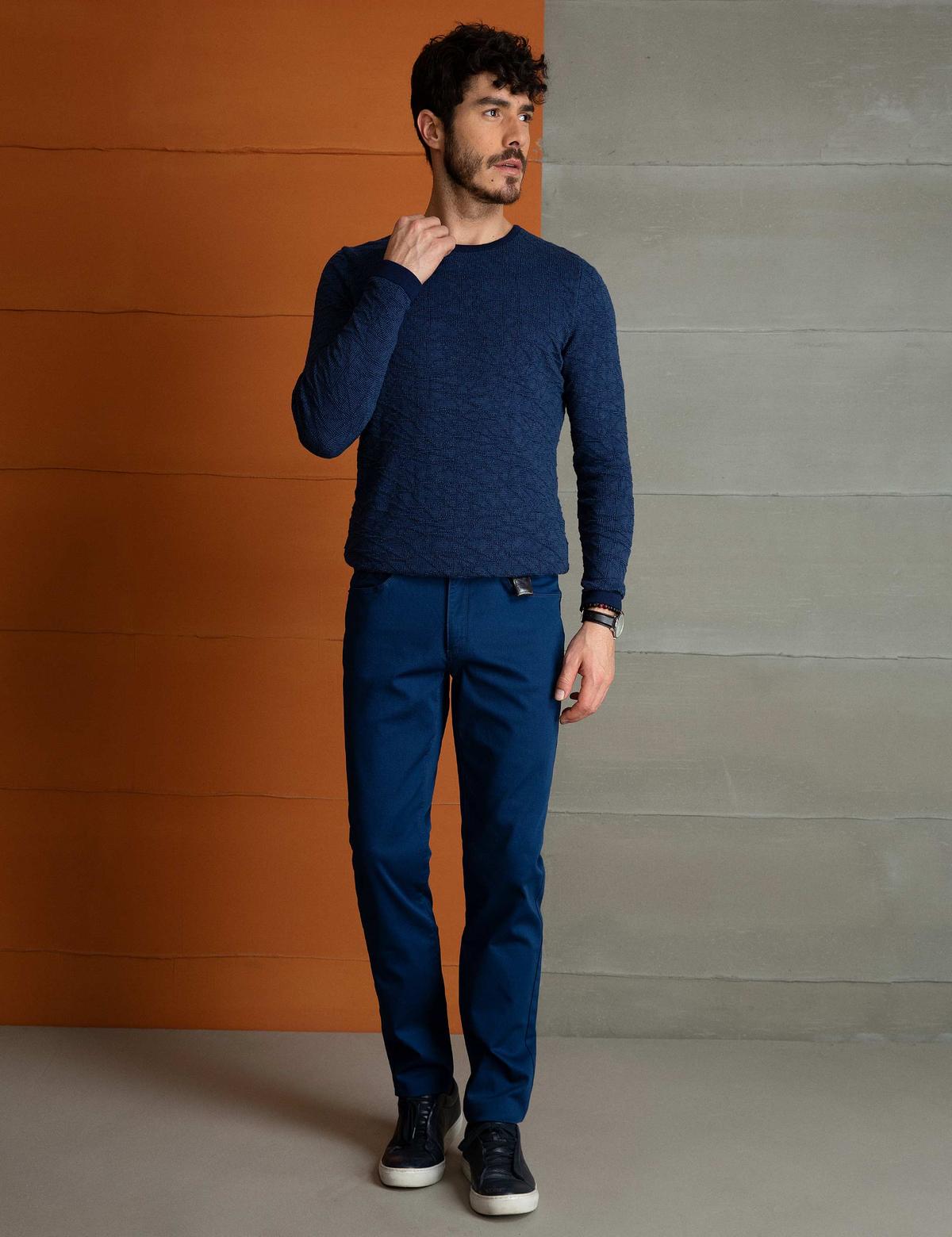 İndigo Slim Fit Kanvas Pantolon
