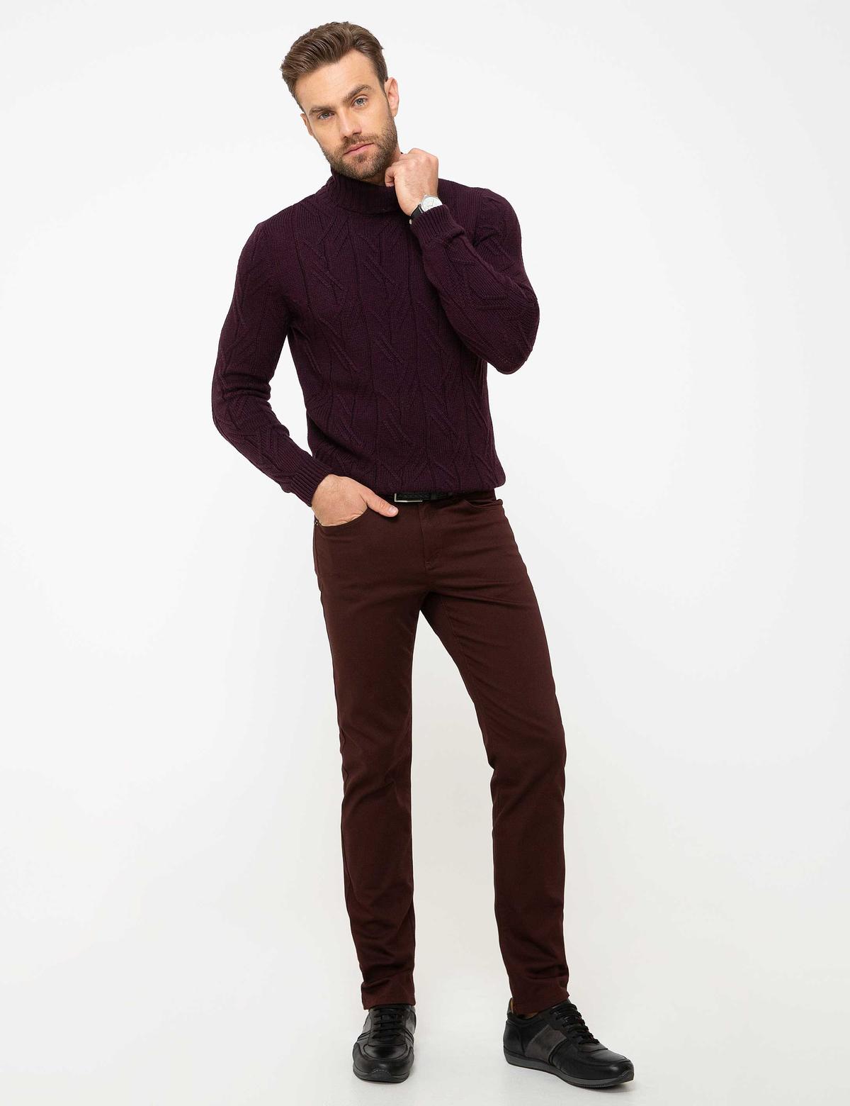 Bordo Slim Fit Chino Pantolon