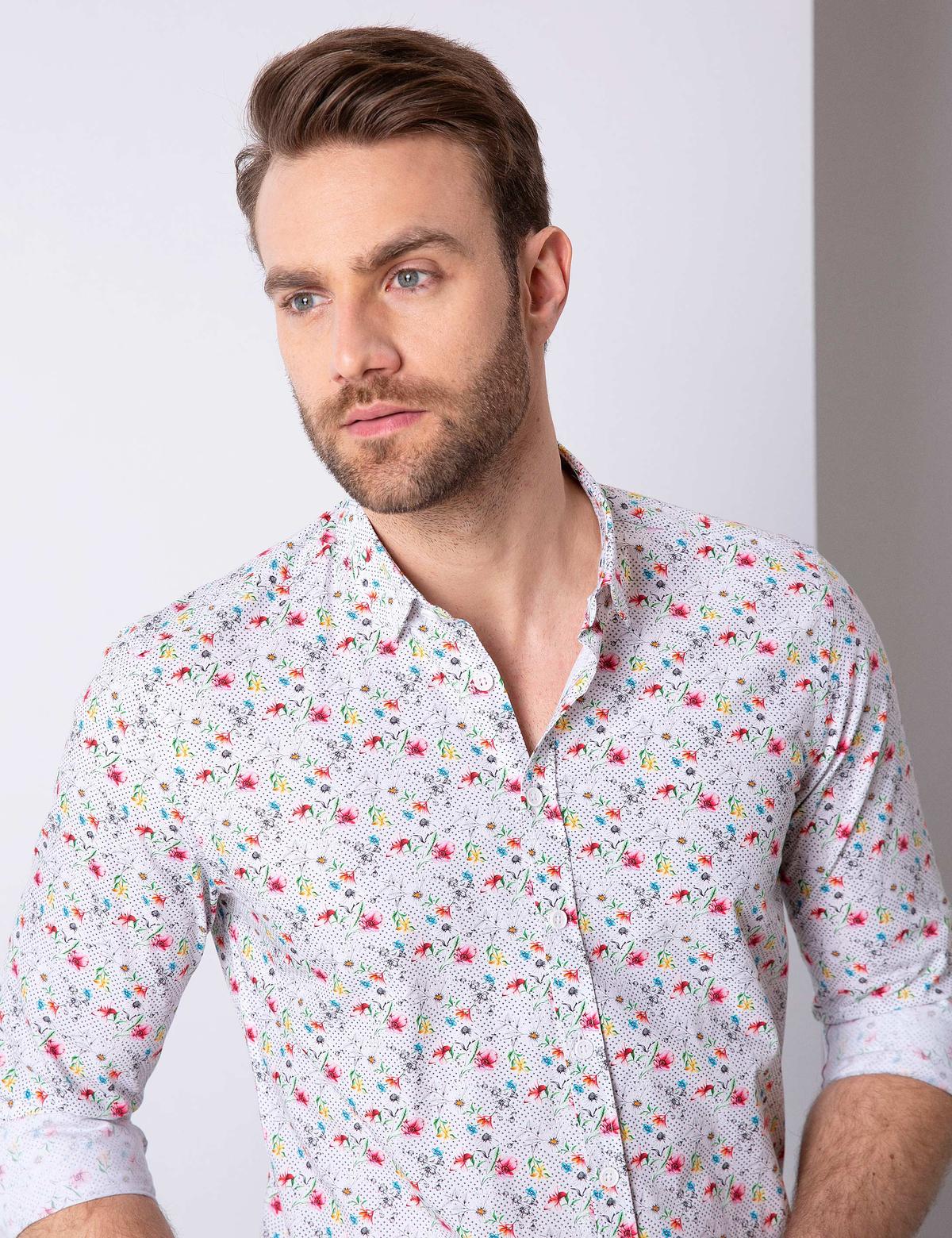 Gri Slim Fit Uzun Kollu Gömlek