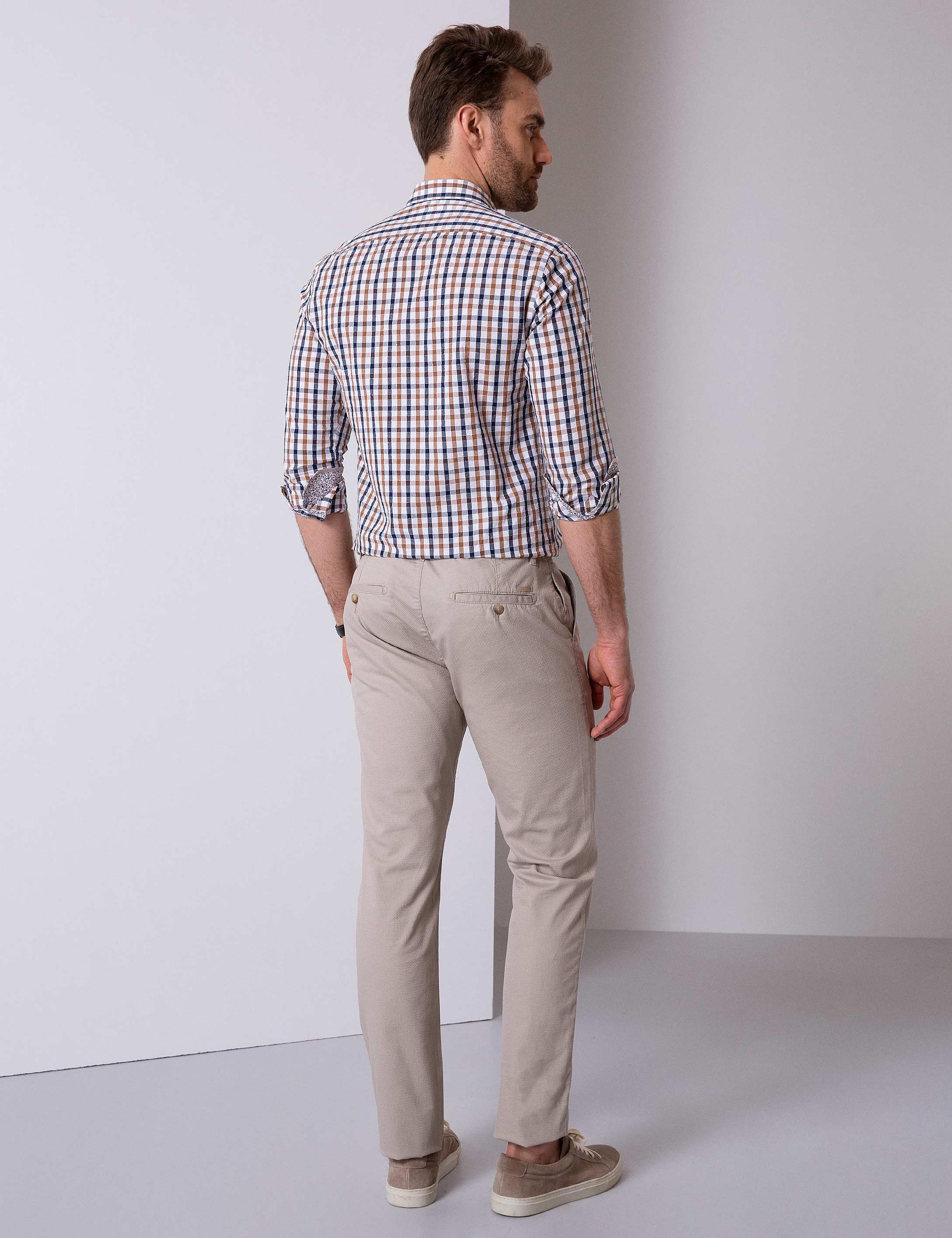 Bej Slim Fit Kanvas Pantolon