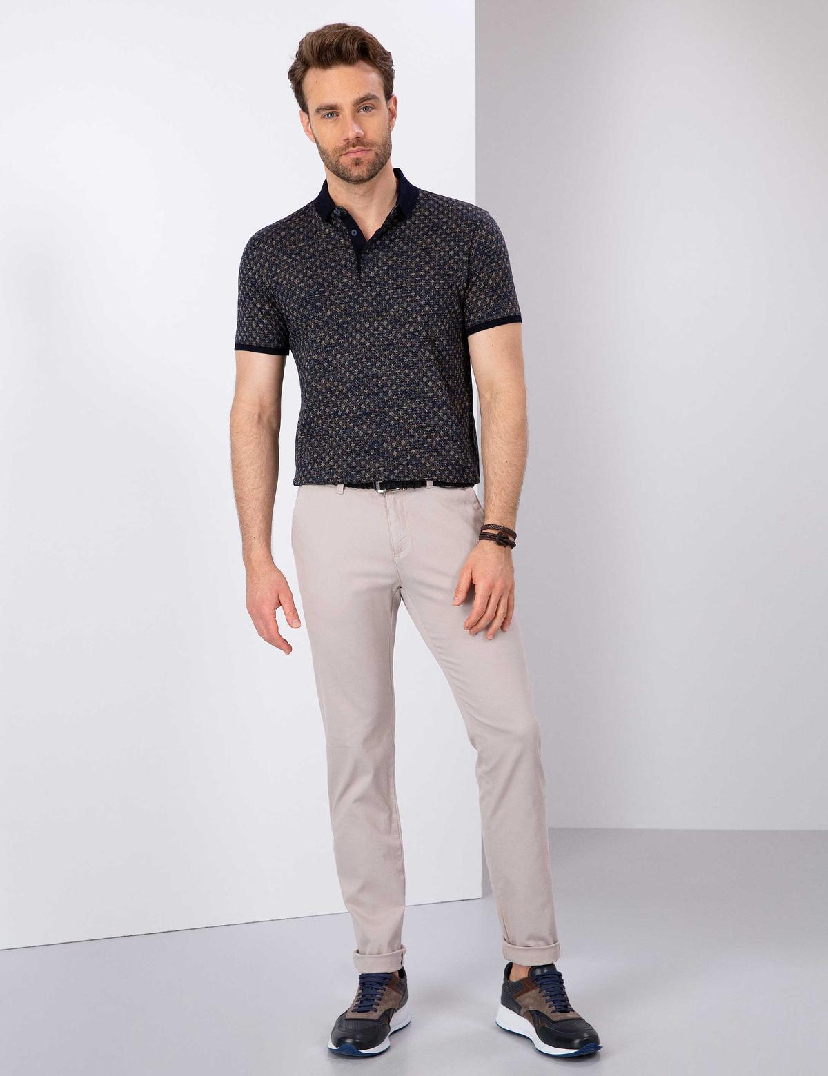 Bej Slim Fit Kanvas Pantolon