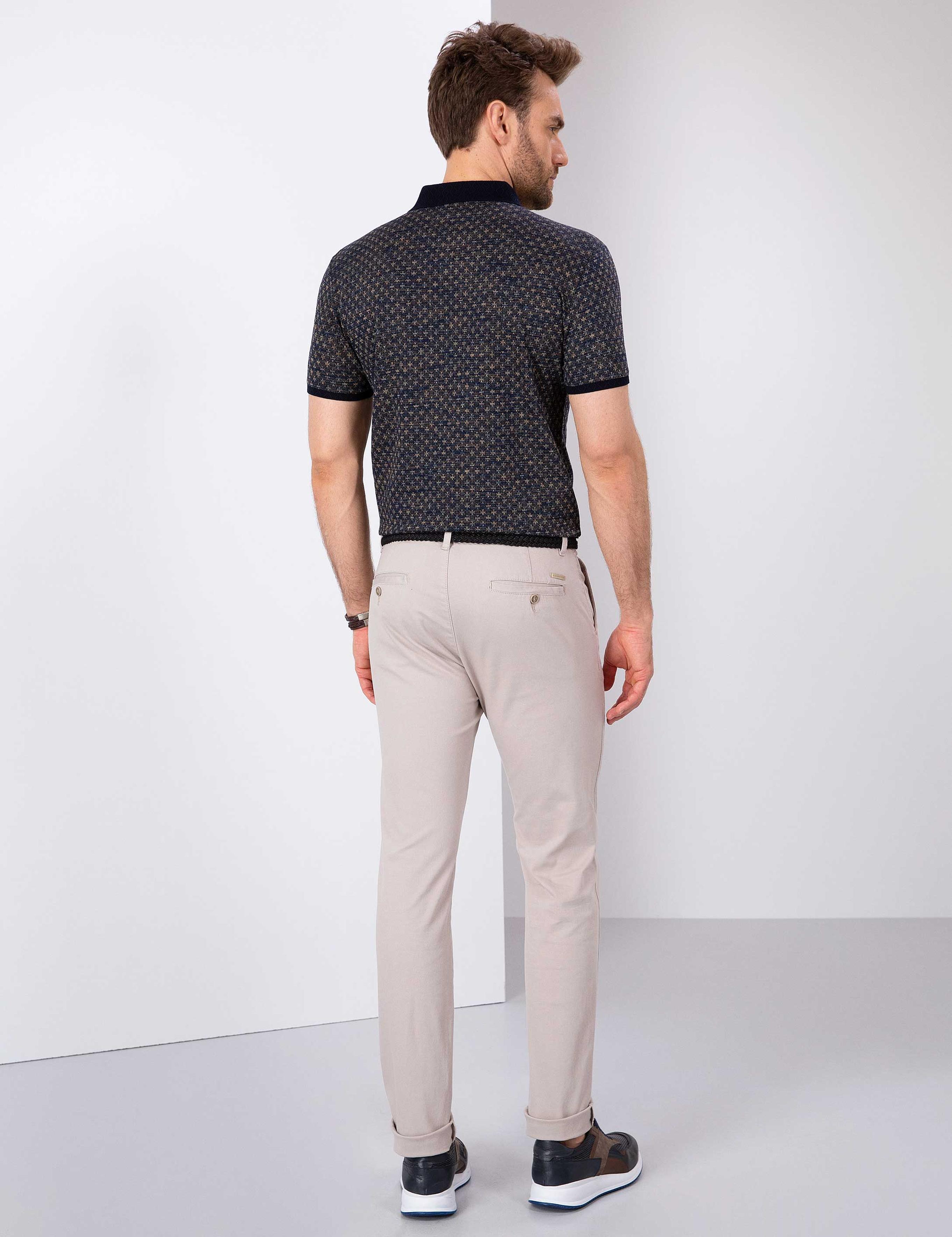 Bej Slim Fit Kanvas Pantolon