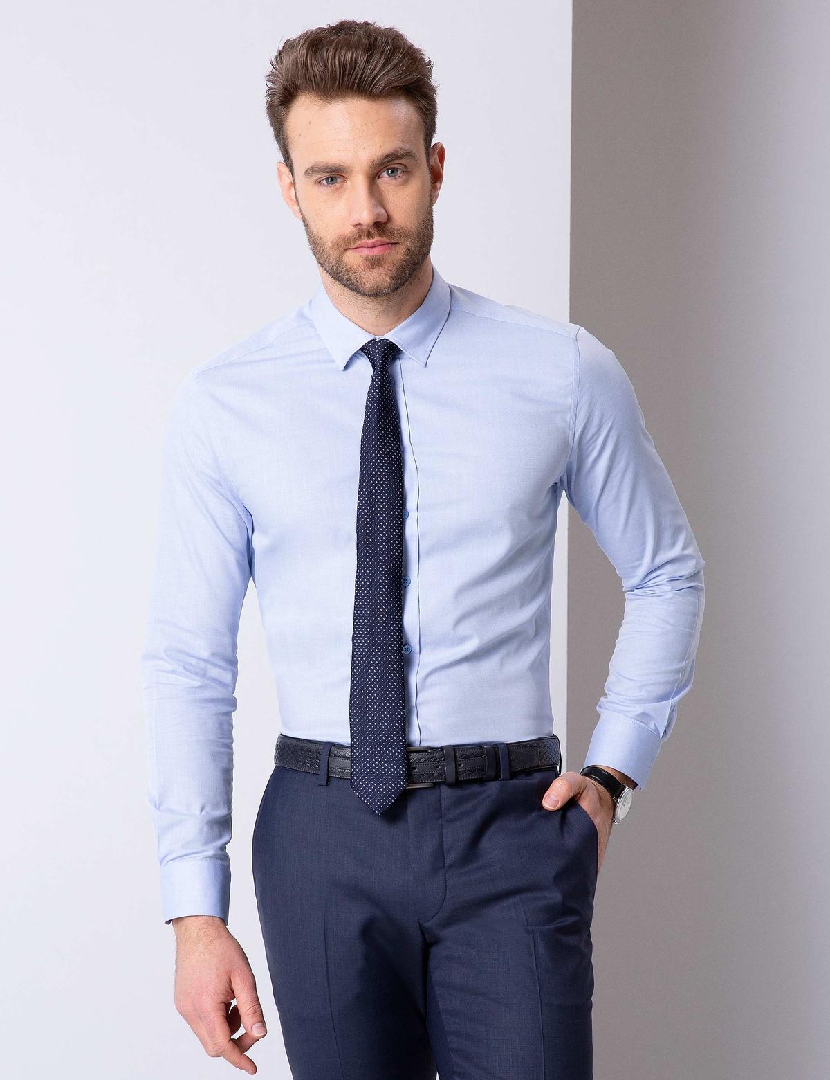 Mavi Slim Fit Uzun Kollu Gömlek