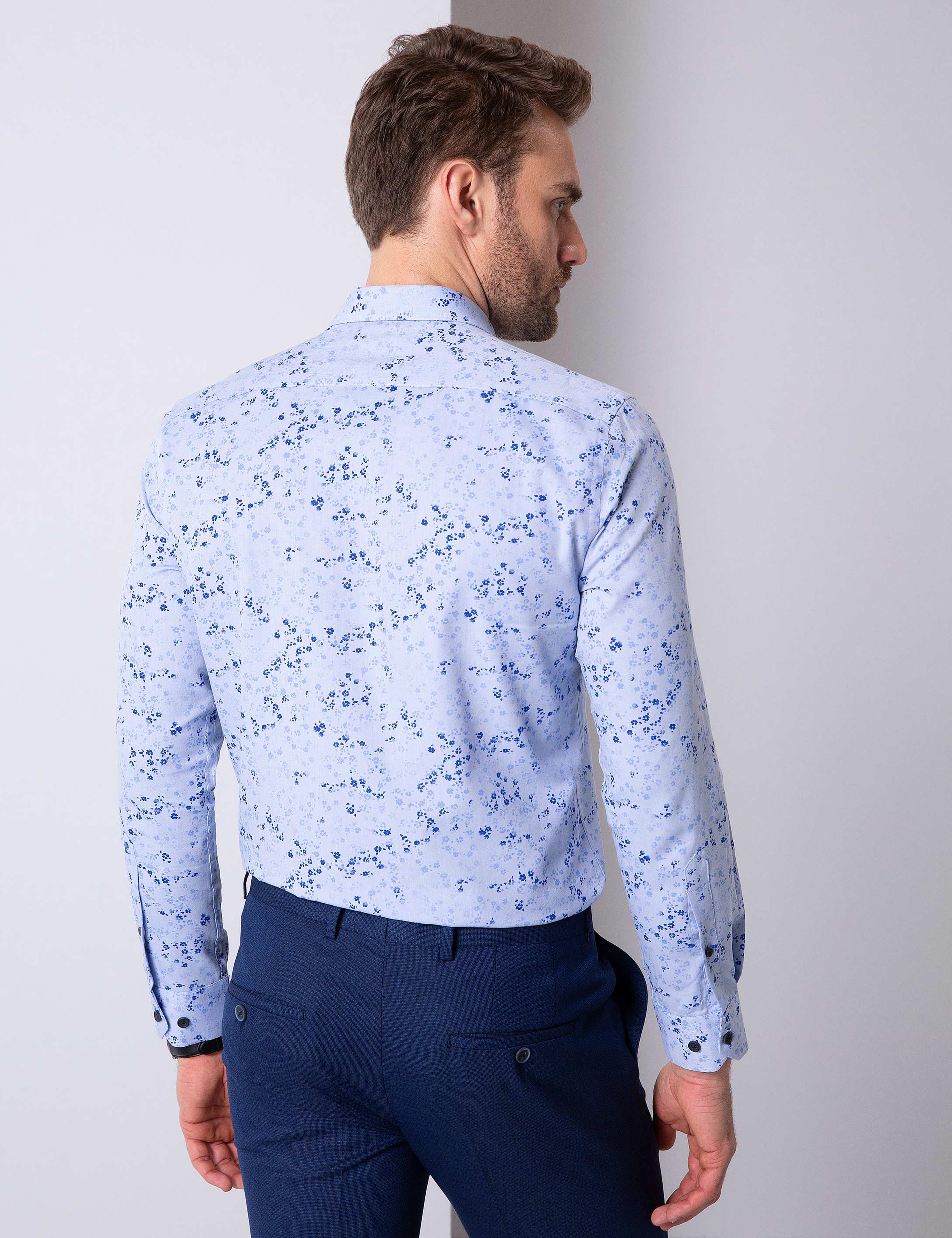 Mavi Slim Fit Uzun Kollu Gömlek