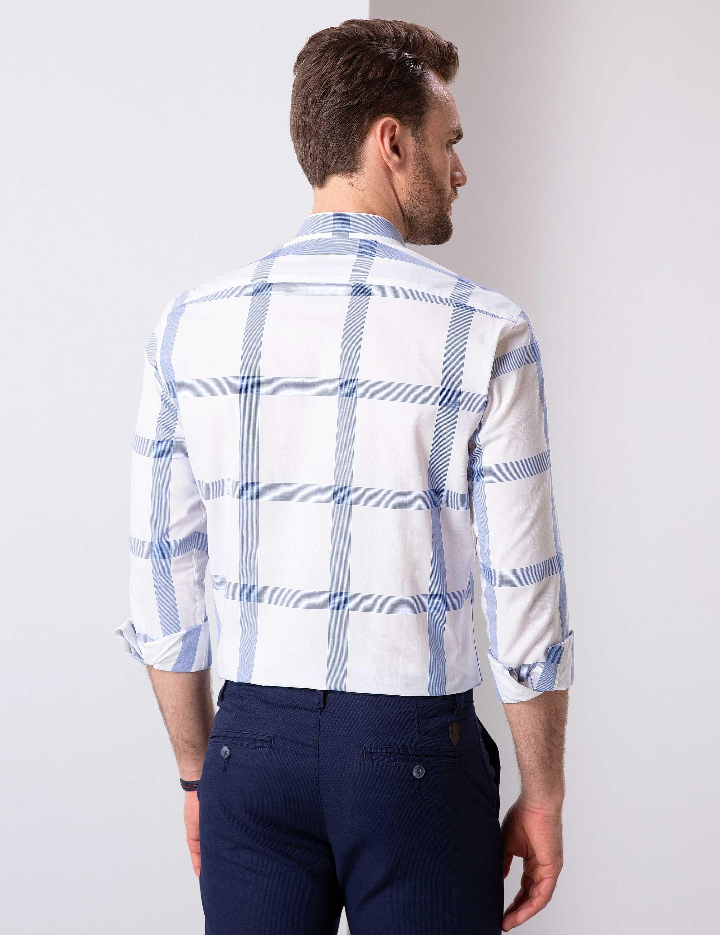 Mavi Slim Fit Uzun Kollu Gömlek