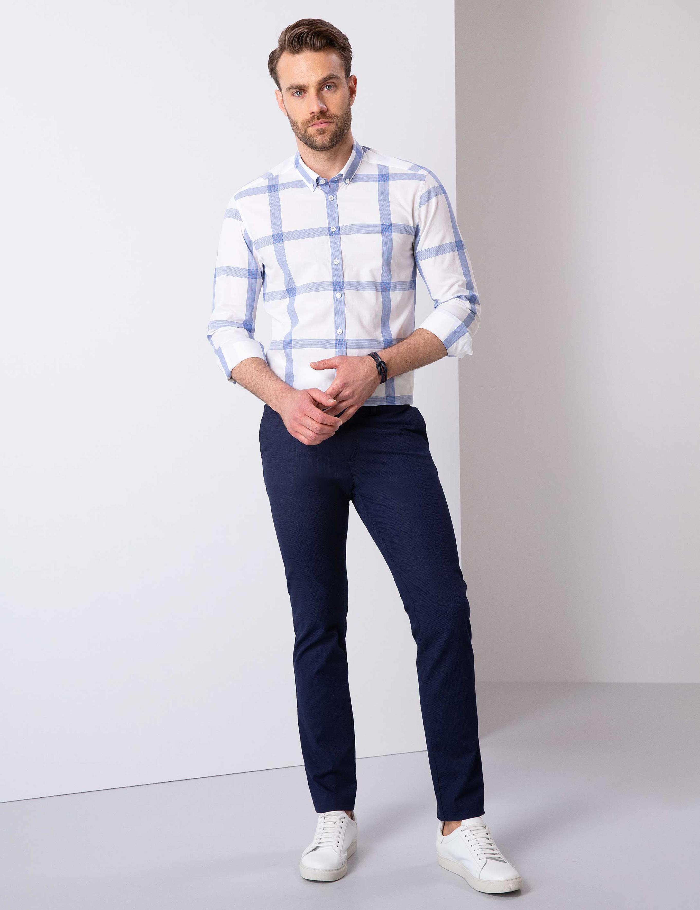 Mavi Slim Fit Uzun Kollu Gömlek