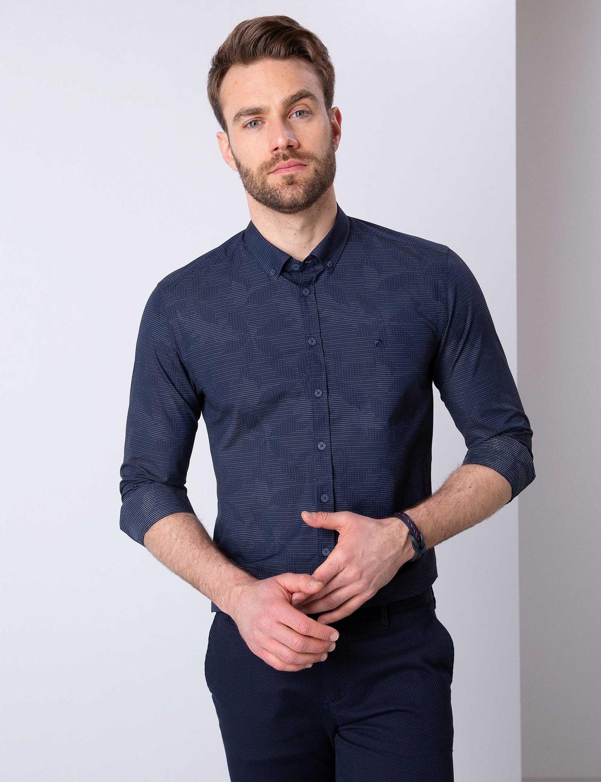 Lacivert Slim Fit Gömlek