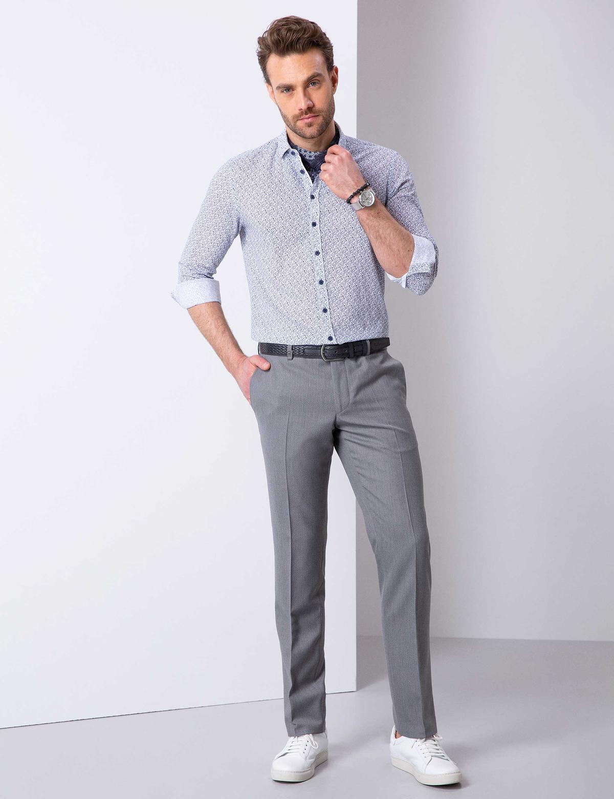 Gri Slim Fit Pantolon