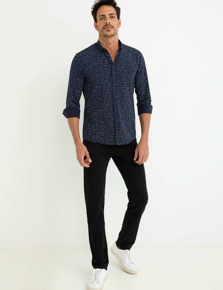 Siyah Slim Fit Kanvas Pantolon