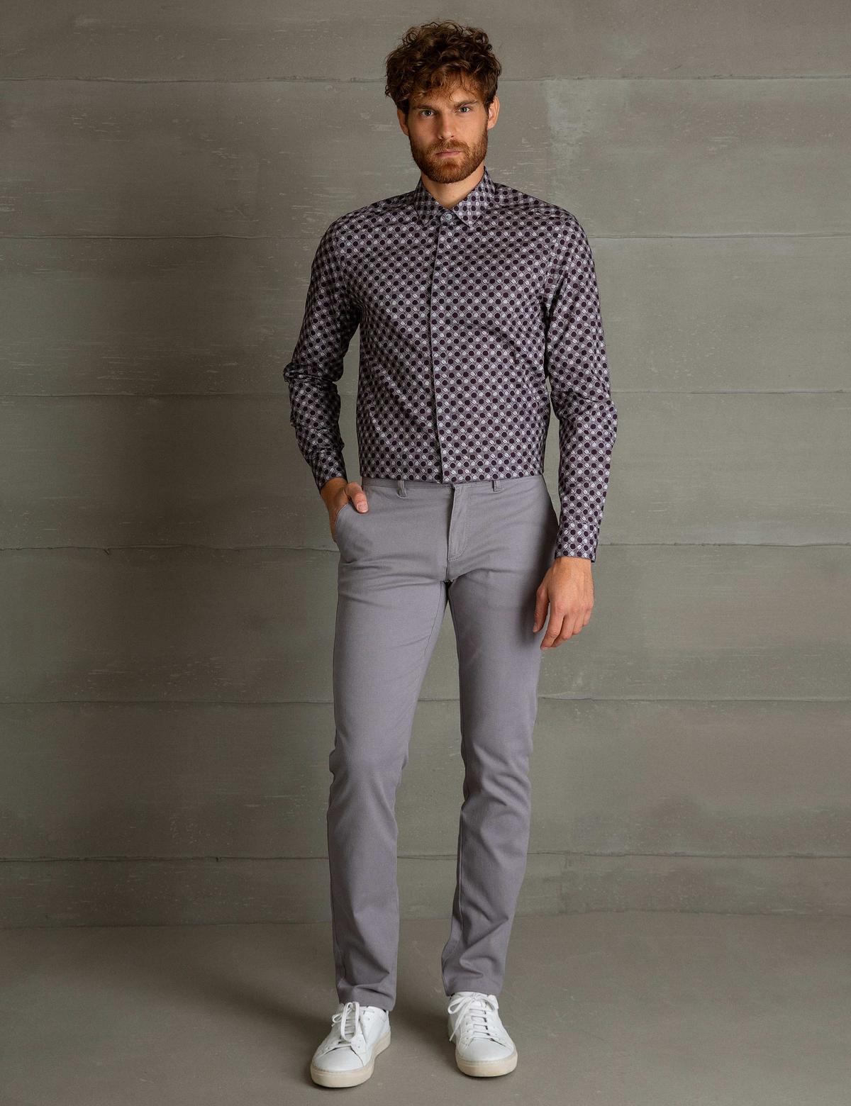 Gri Slim Fit Kanvas Pantolon