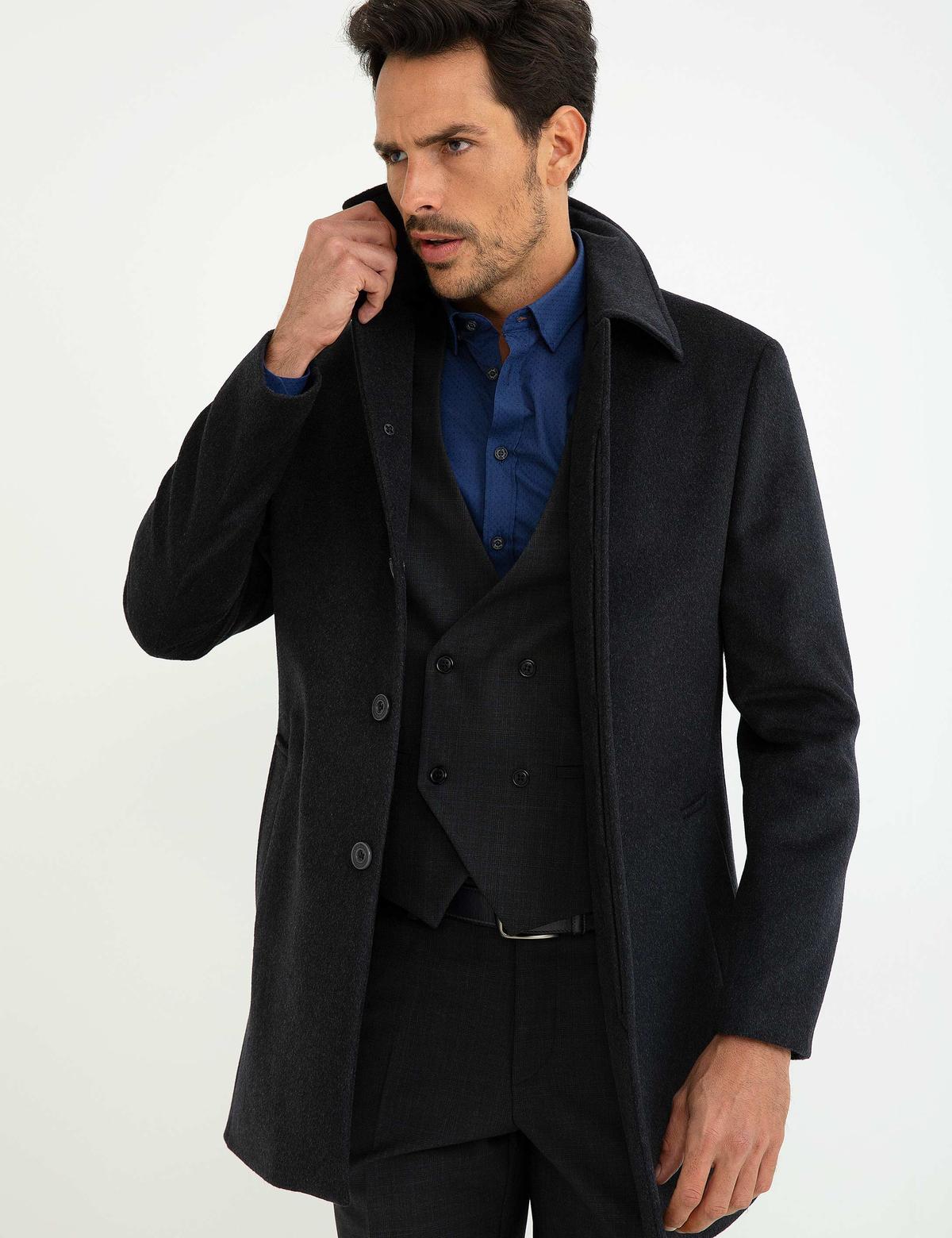 Antrasit Slim Fit Kaban