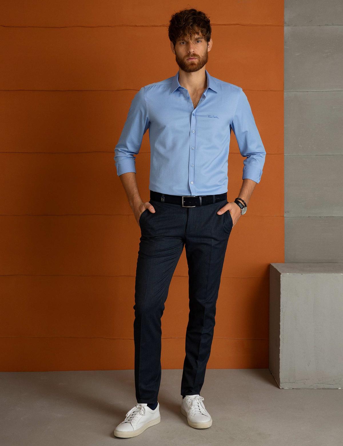 Mavi Slim Fit Uzun Kollu Basic Gömlek