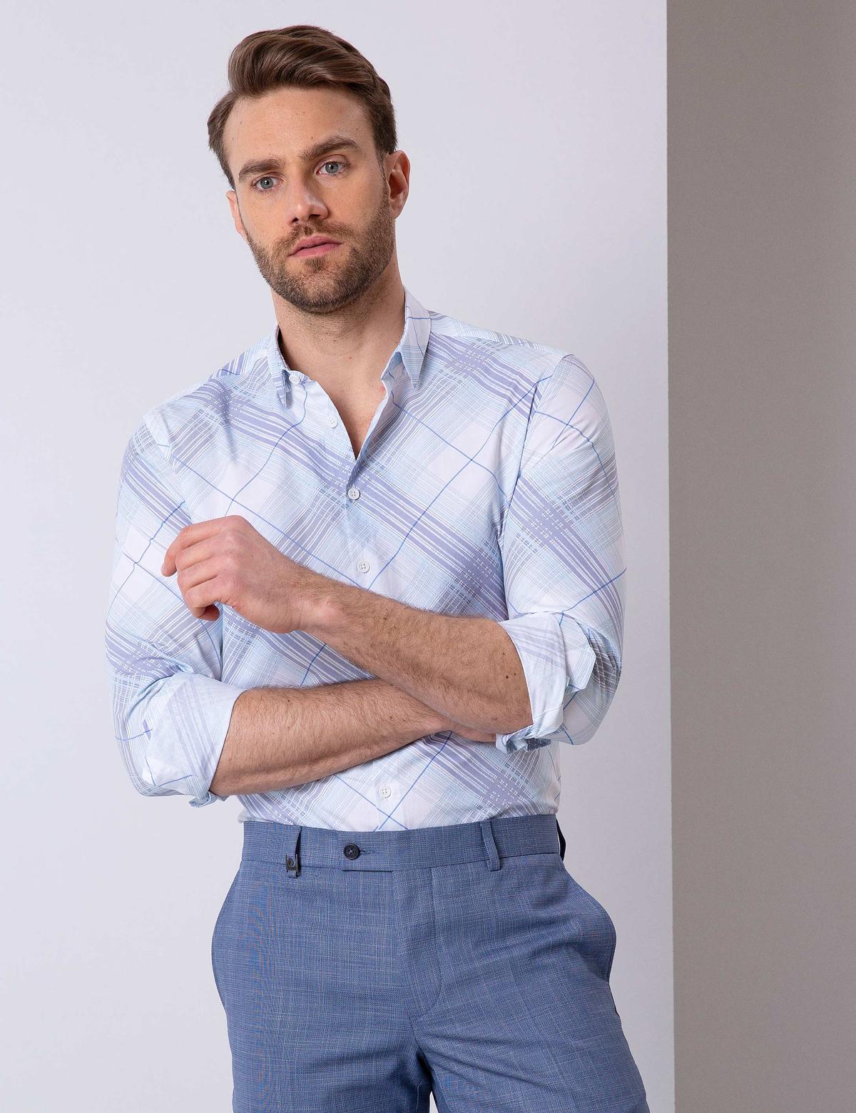 Mavi Slim Fit Uzun Kollu Gömlek