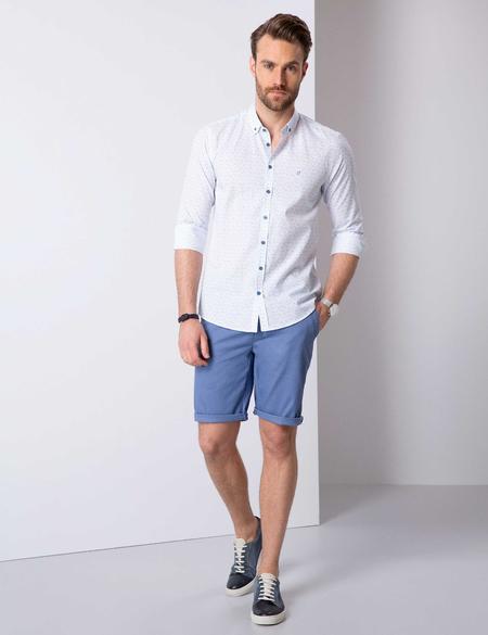 Mavi Standart Fit Bermuda Şort