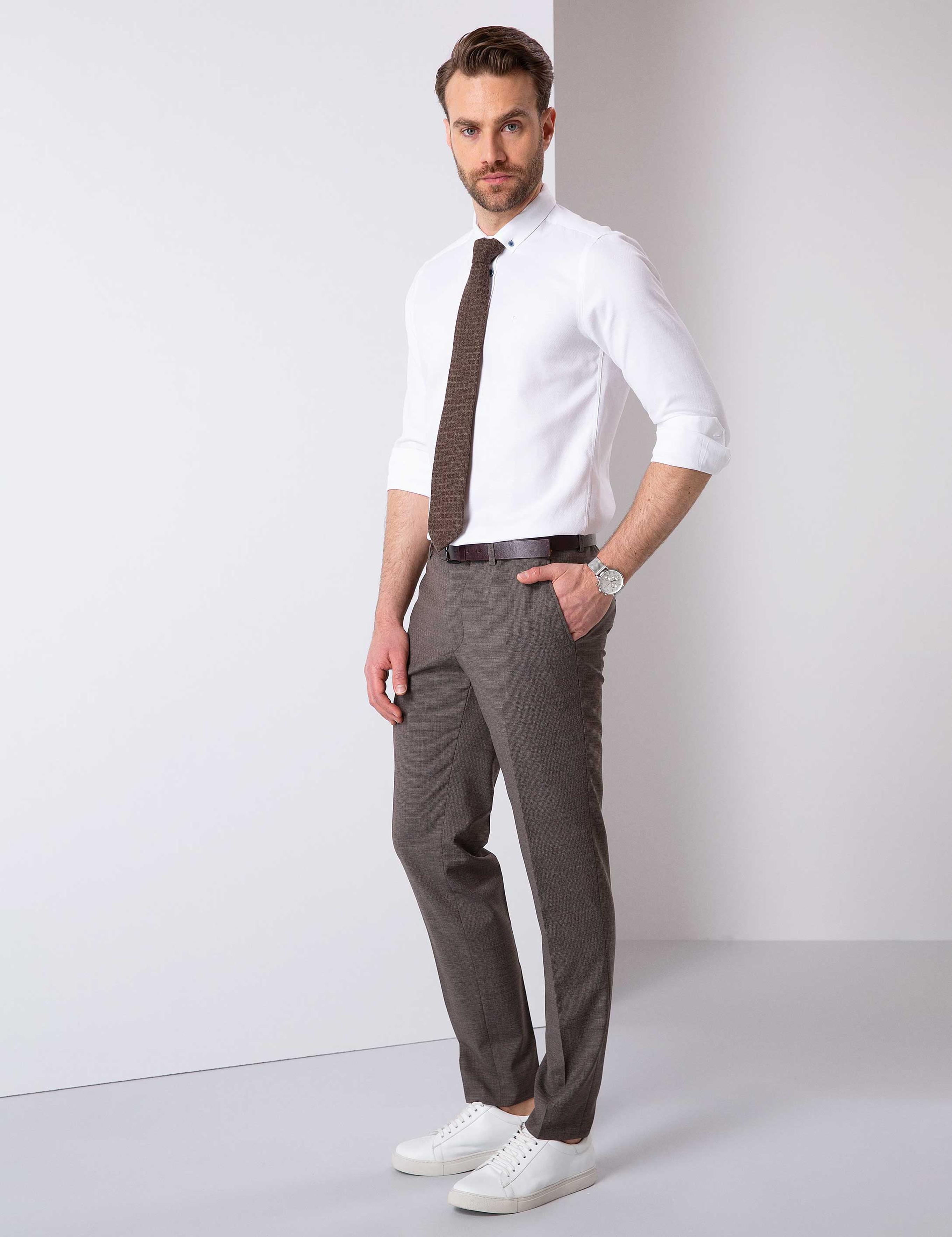 Açık Kahverengi Ekstra Slim Fit Pantolon