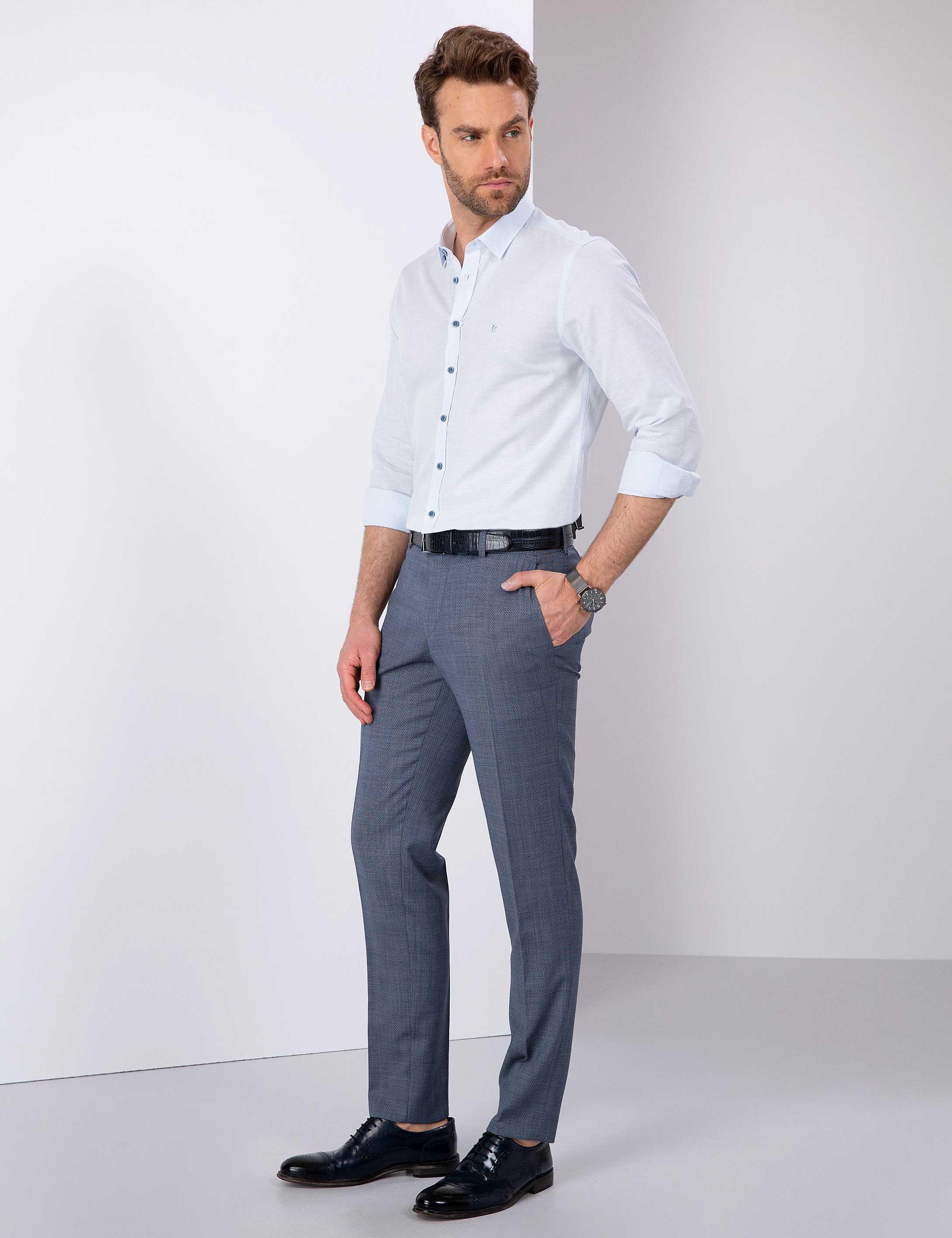Koyu Mavi Ex. Slim Fit Kumaş Pantolon