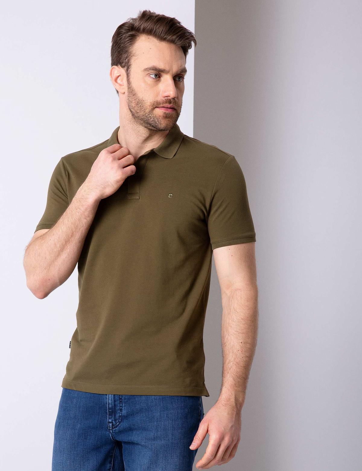 Haki Slim Fit Basic Polo Yaka T-Shirt